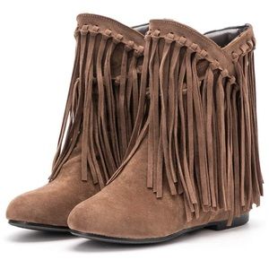 Boho braided Fringe ankle boots! Never worn and